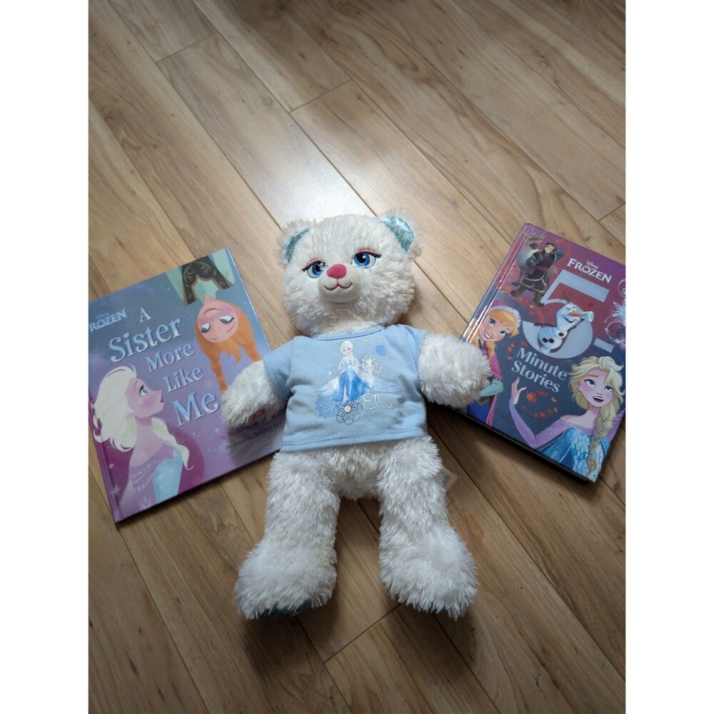 Build A Bear Frozen Elsa Bear 17" + 2 Books Lot Storytime Set